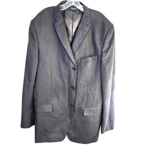 Lineage Men's Blazer 48XL 48 XL  Sport Coat Gray Stripe Suit Jacket 3 Buttons